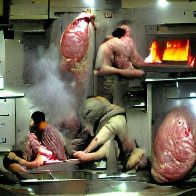 Disturbing Image of Human Meat Being Cooked