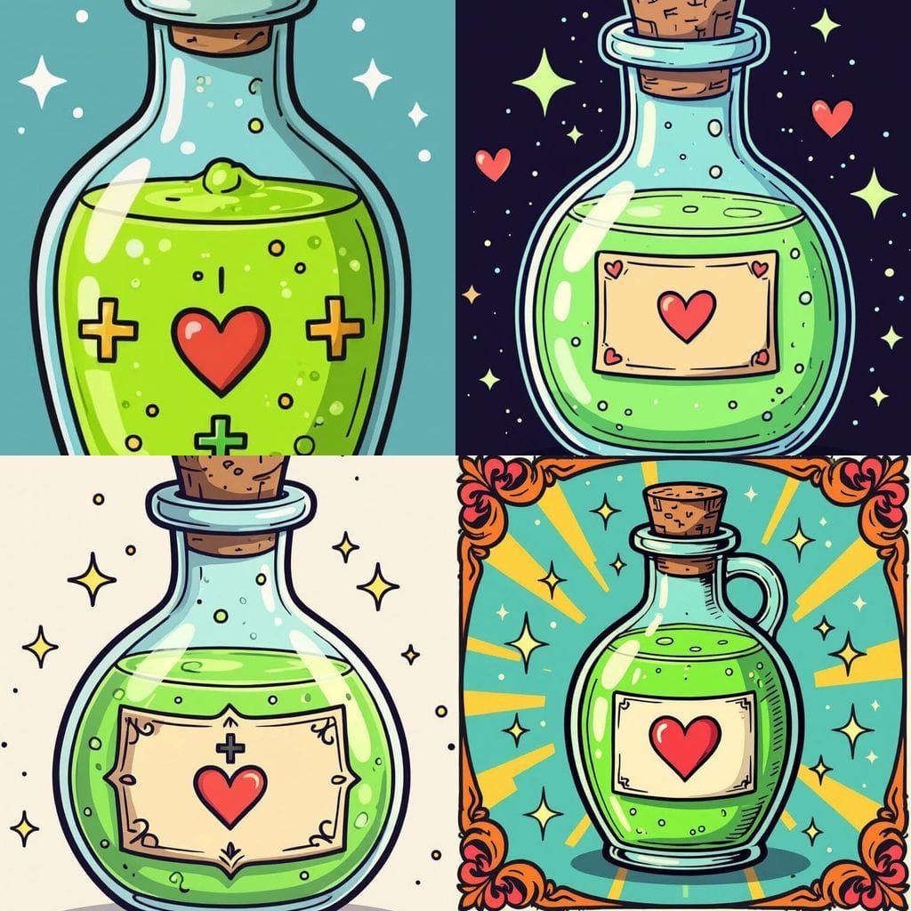 Cartoon Healing Potion NFT in Whimsical Bottle