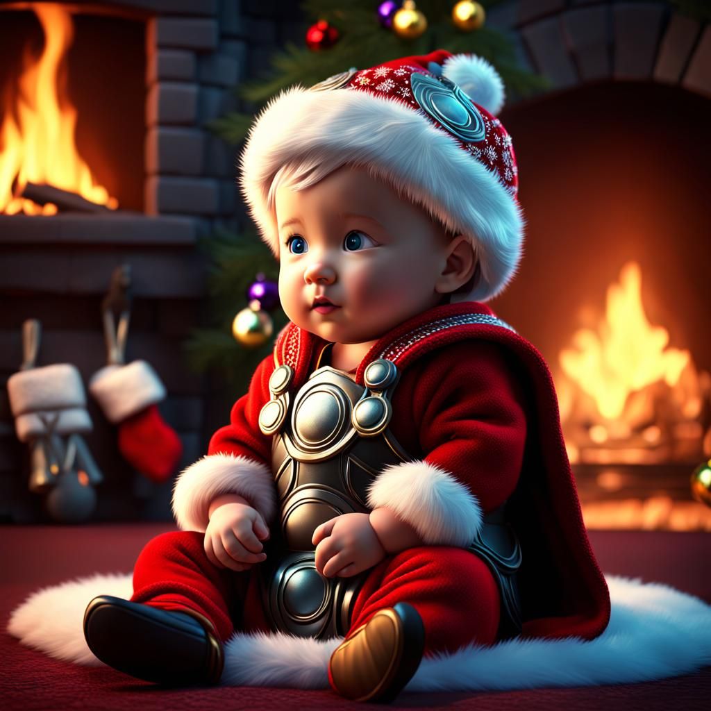 Adorable Baby Thor in Christmas Clothing