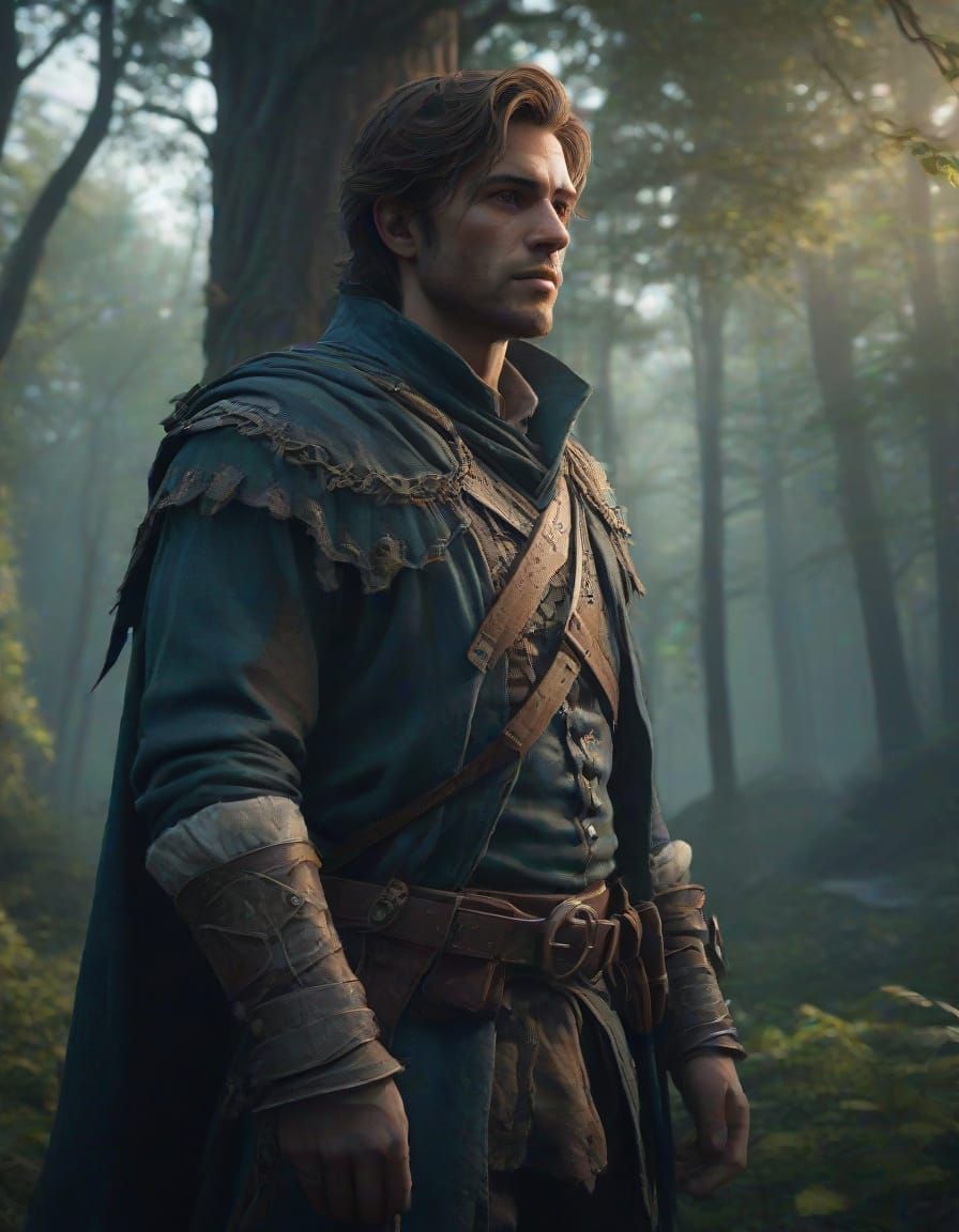 Medieval Outlaw in Mysterious Forest