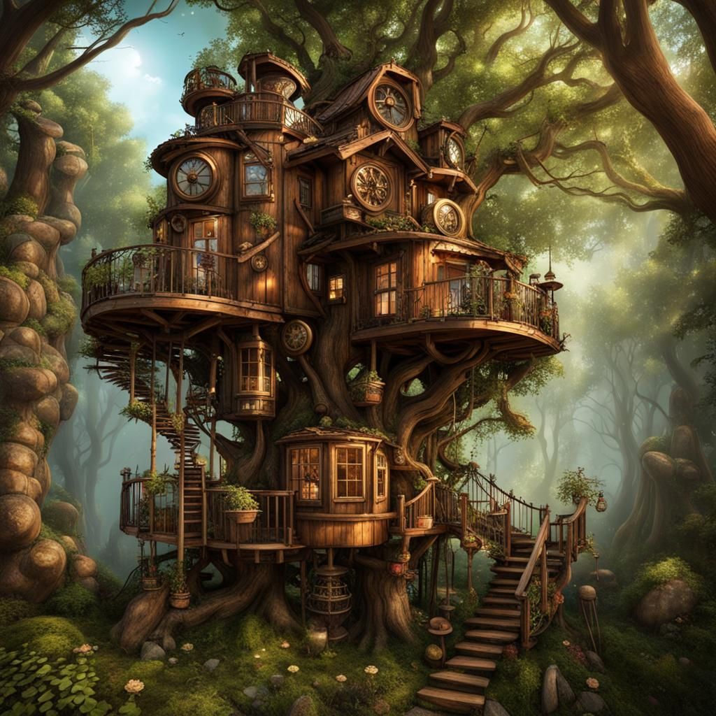 Steampunk Treehouse in Enchanted Forest