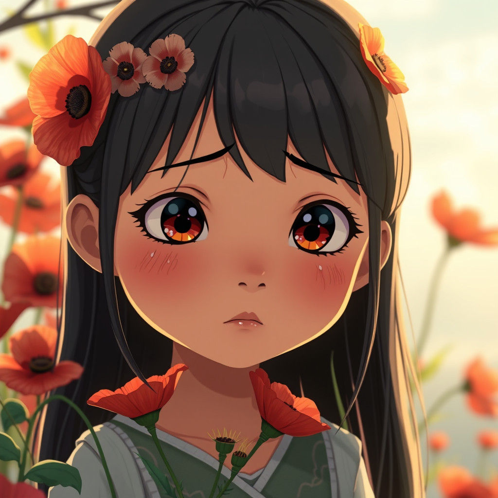 Poppy Character's Sadness: A CGI Anime Key Visual