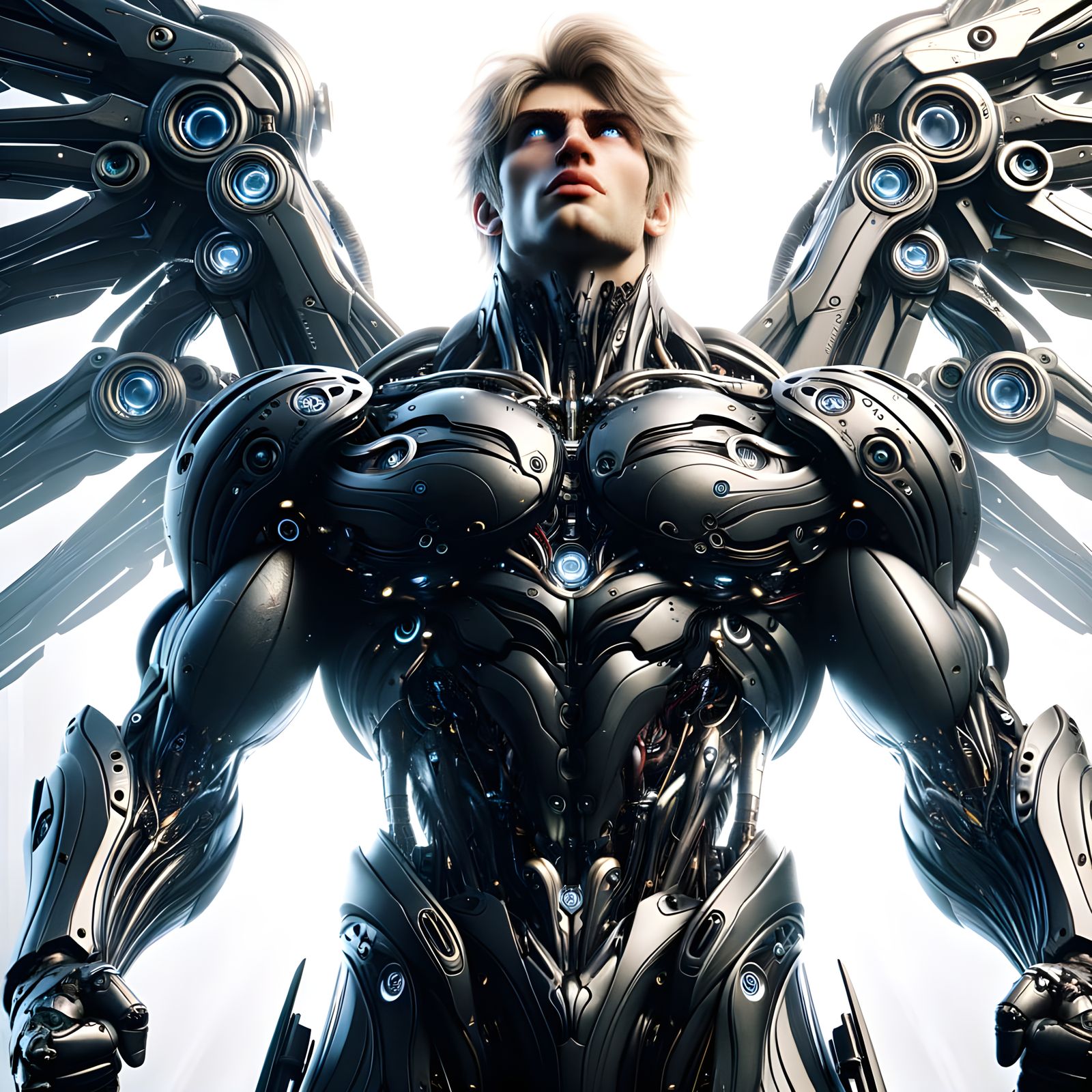 Imposing Armored Warrior with Cybernetic Daggers