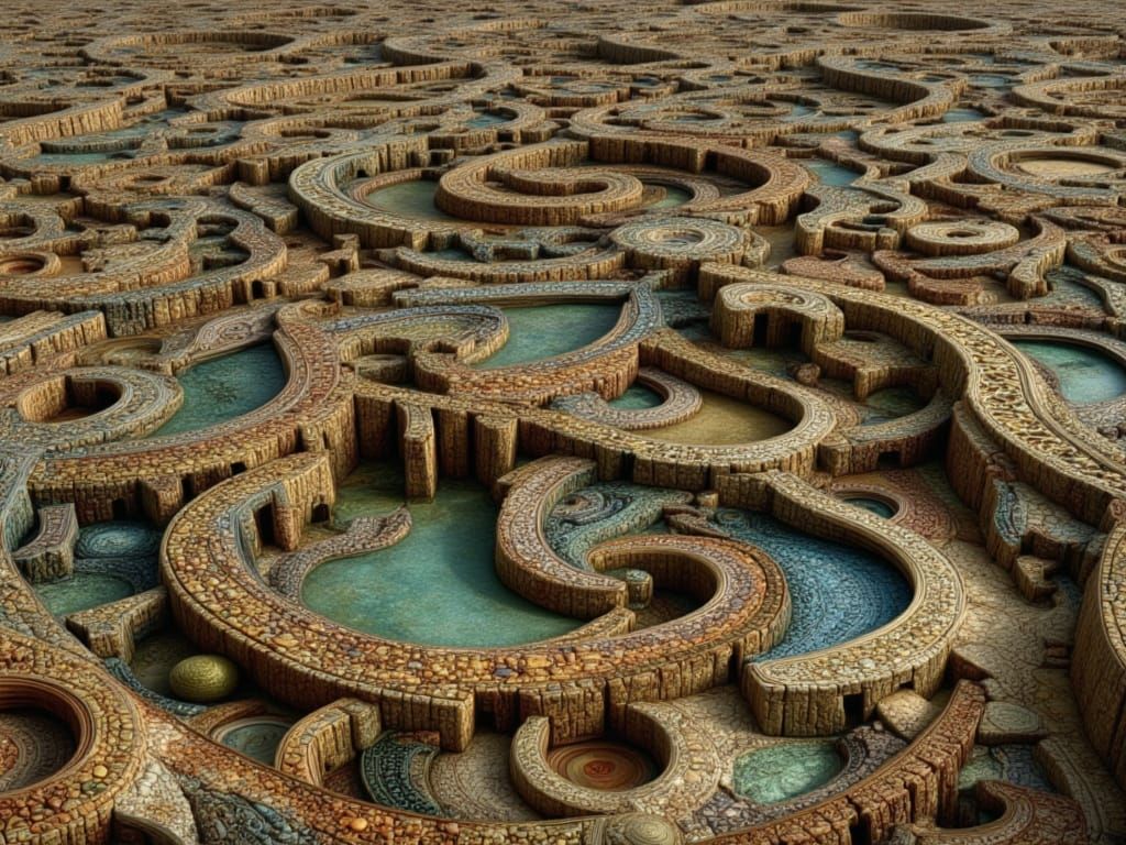 Labyrinthine Structure in Photo-Surrealism Style