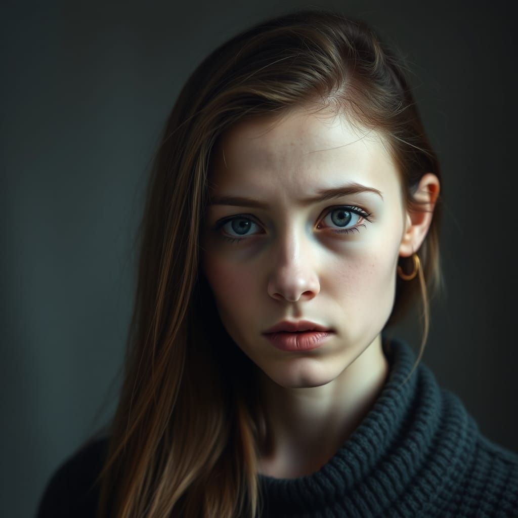 Smudged Eyes: A Portrait of a Serious Young Woman