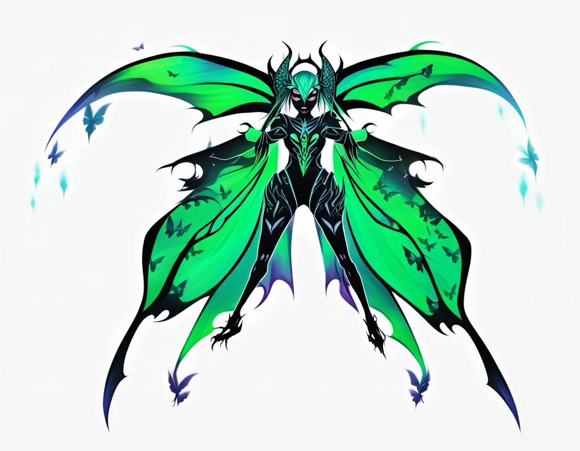Butterfly Demon Character in Light Style