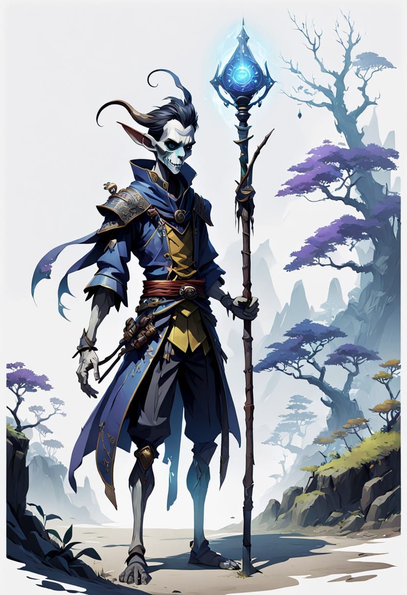 Necromancer Pinocchio Game Asset in Kyoto Animation Style