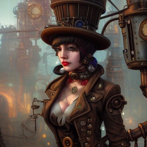 Hyper Detailed Steampunk Girl in Cel-Shaded CGI