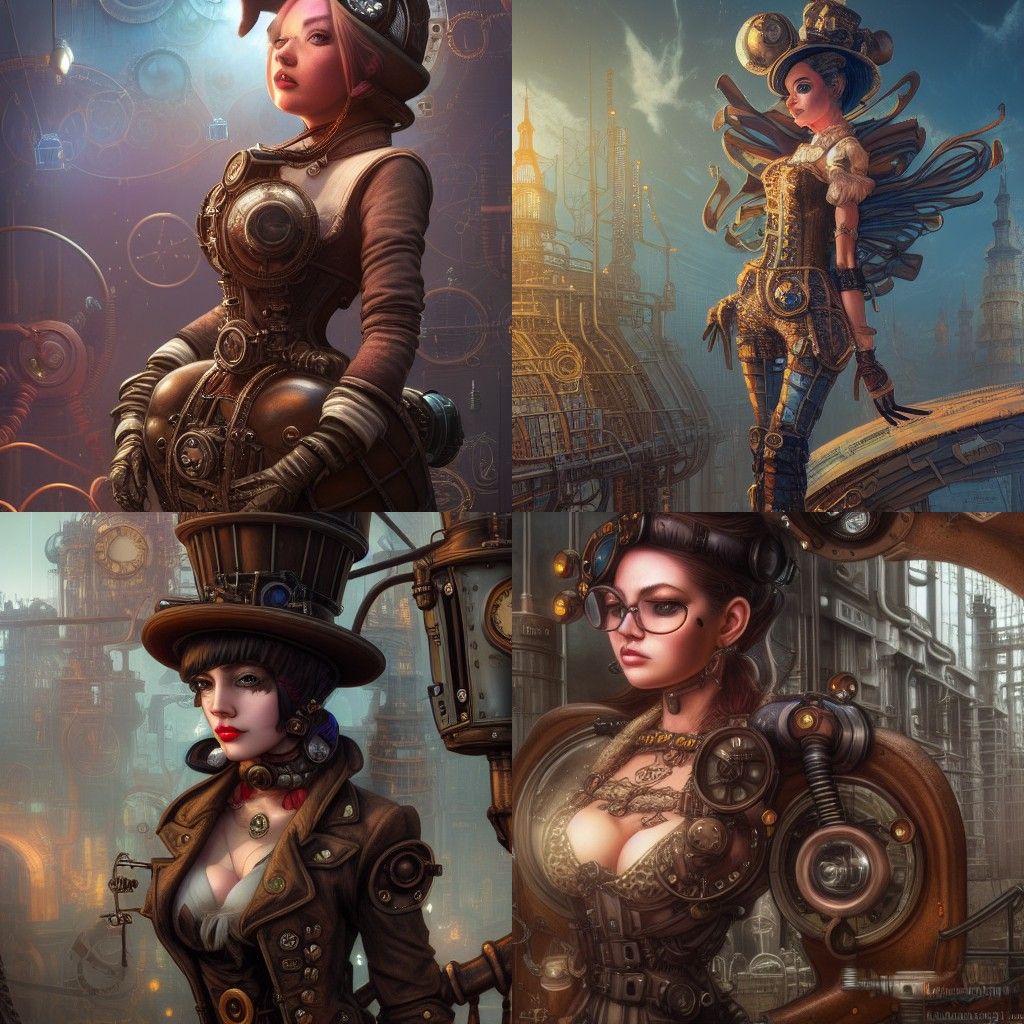 Hyper Detailed Steampunk Girl in Cel-Shaded CGI