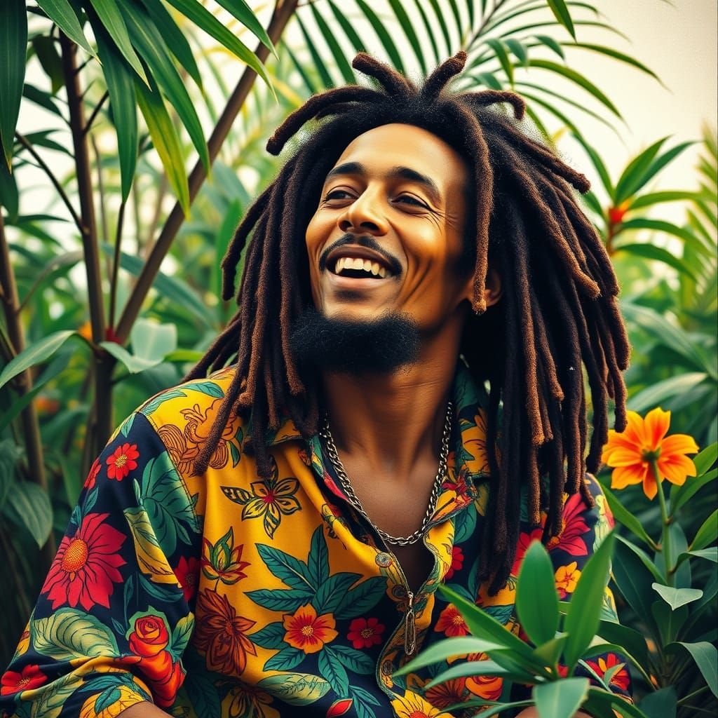 Bob Marley Portrait in Basquiat-Warhol Style