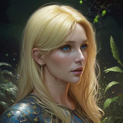 Beautiful Blonde Woman Portrait in Hyperrealistic Style