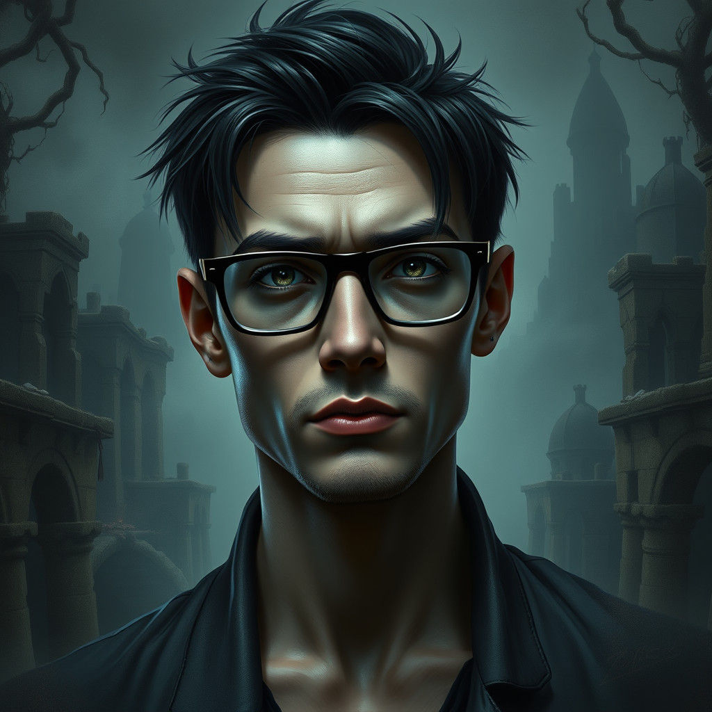 Ashen Man in Ruined Cityscape, Digital Matte Painting