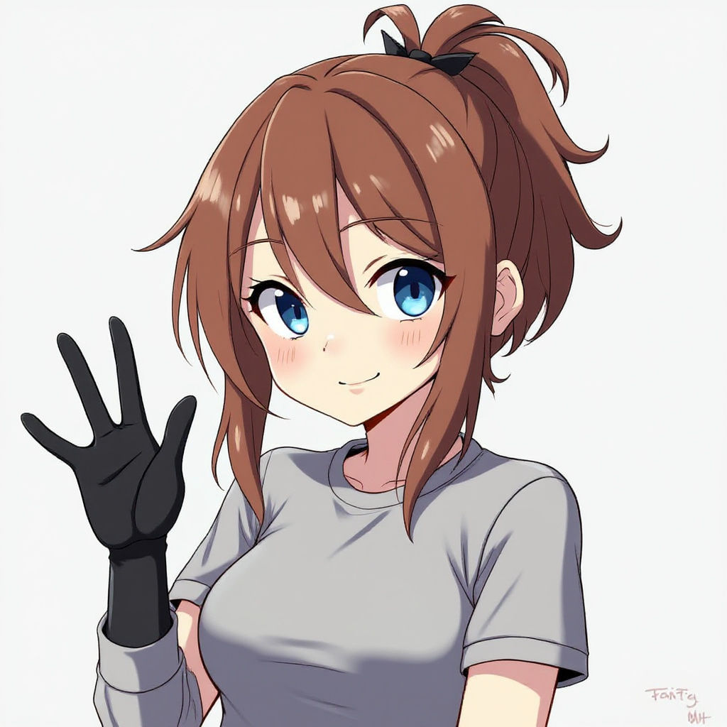 Anime Girl in Cel-Shaded Style with Ponytail