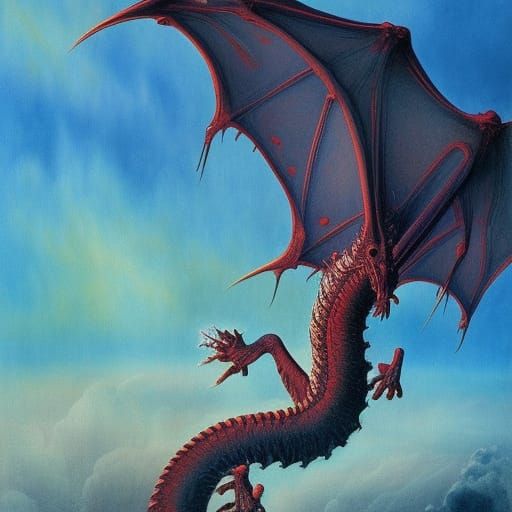 Dragon in Dark Surrealist Style