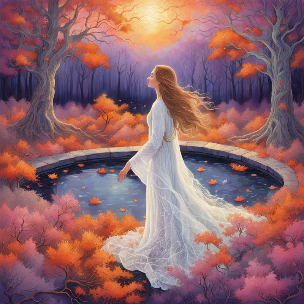 Surreal Goddess Nurtures Nature in Cyberpunk Aesthetic