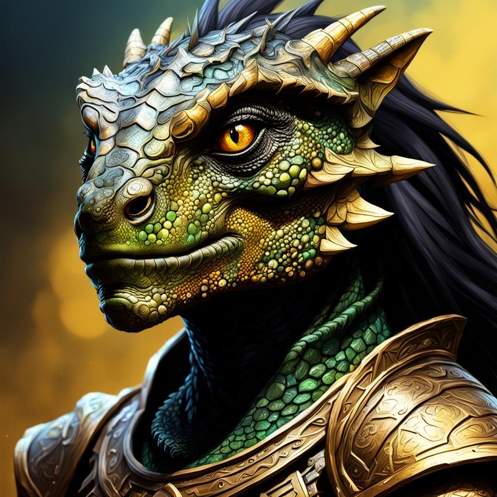 Detailed Argonian Female Portrait in Hyperrealistic Style