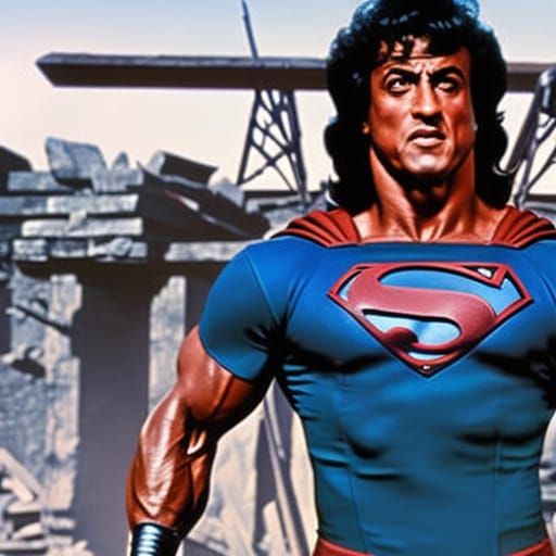 Rambo as Superman in Post-Apocalyptic VHS Art