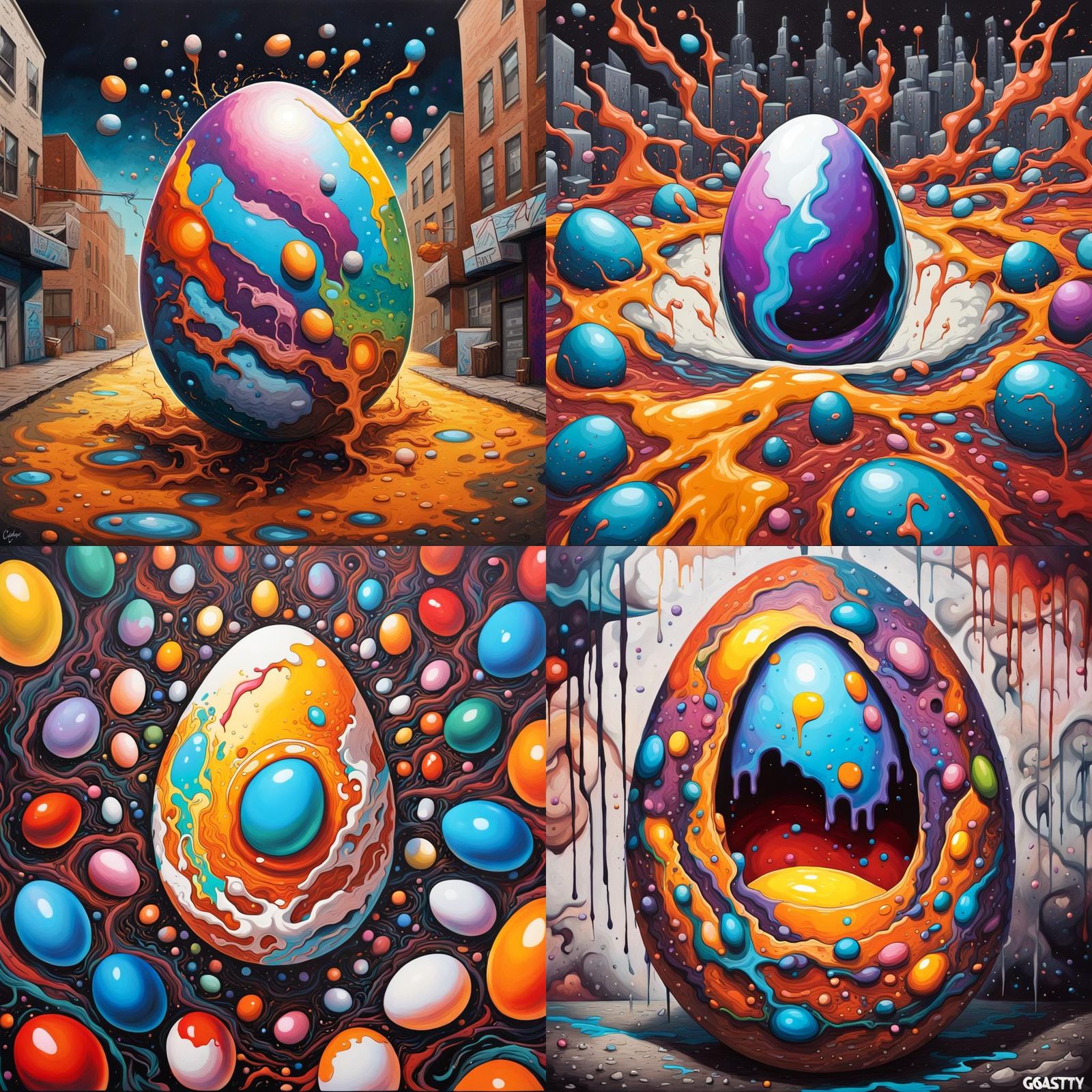 Cosmic Egg Universe in Graffiti Splash Art