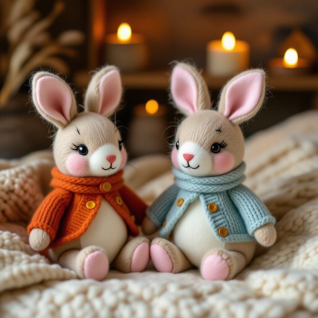 Adorable Felted Animals in Children's Illustration Style