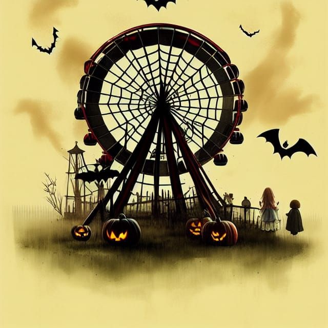 Charming Haunted Carnival in Studio Ghibli Style