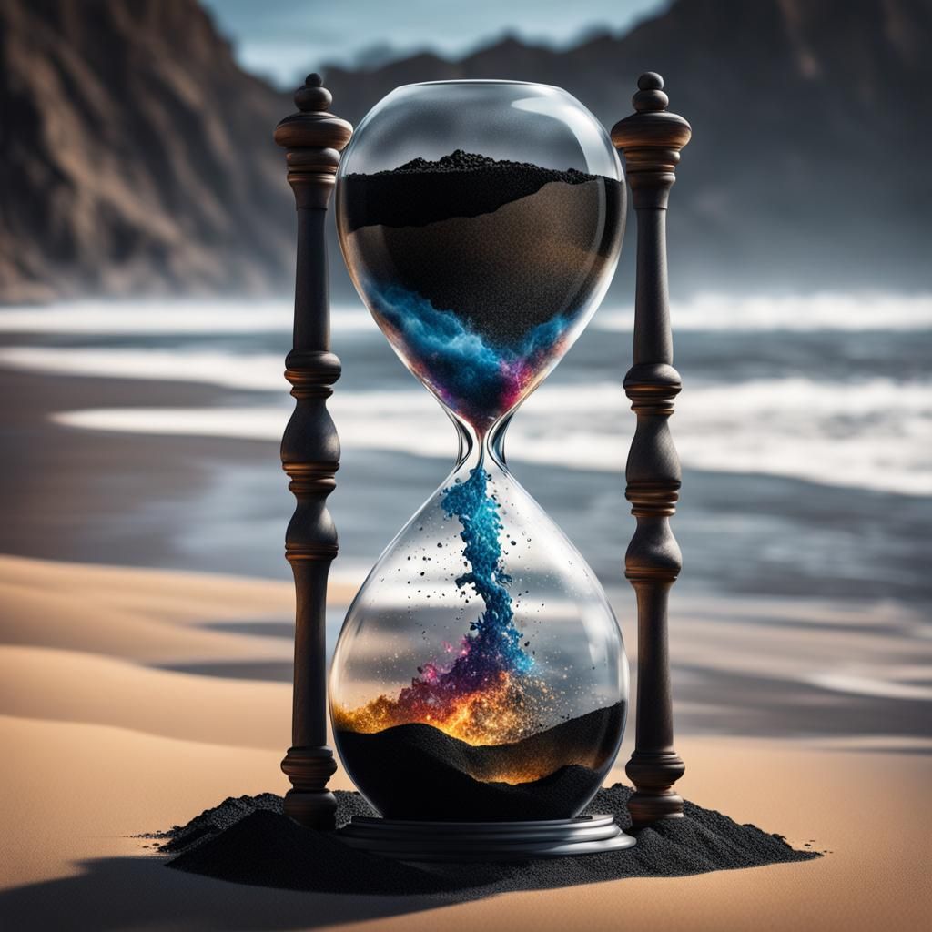 Hourglass Human: Hyperrealistic Splash Art