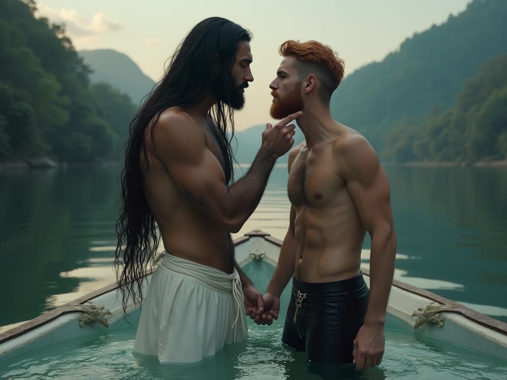 Men in Glass Boat: Cinematic Digital Painting