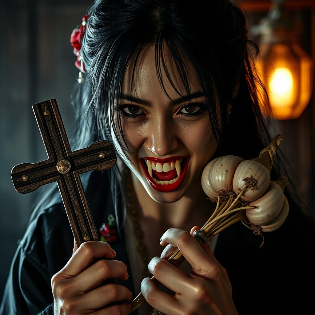 Japanese Vampire Goddess with Intricate Details