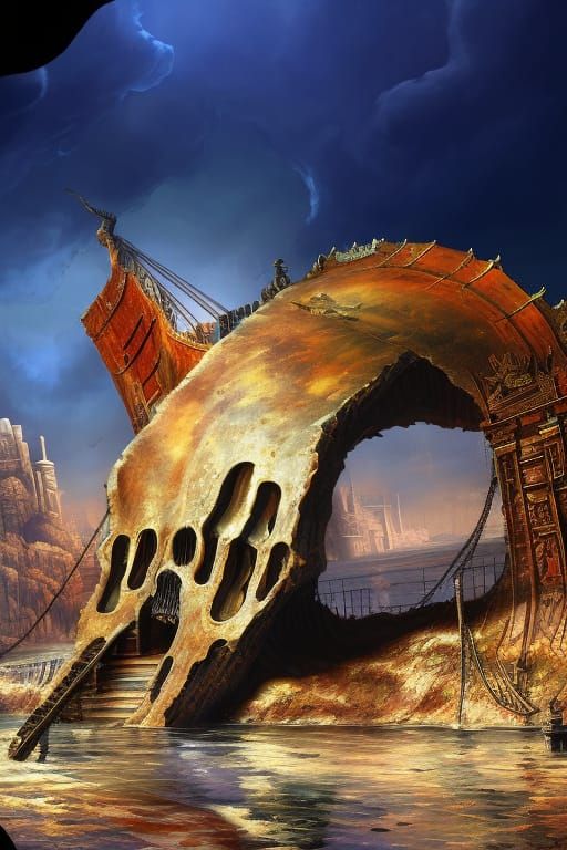 City in a Skull: Detailed Matte Painting