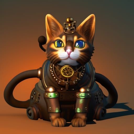 Steampunk Kitten and Dog Art in Unreal Engine 5