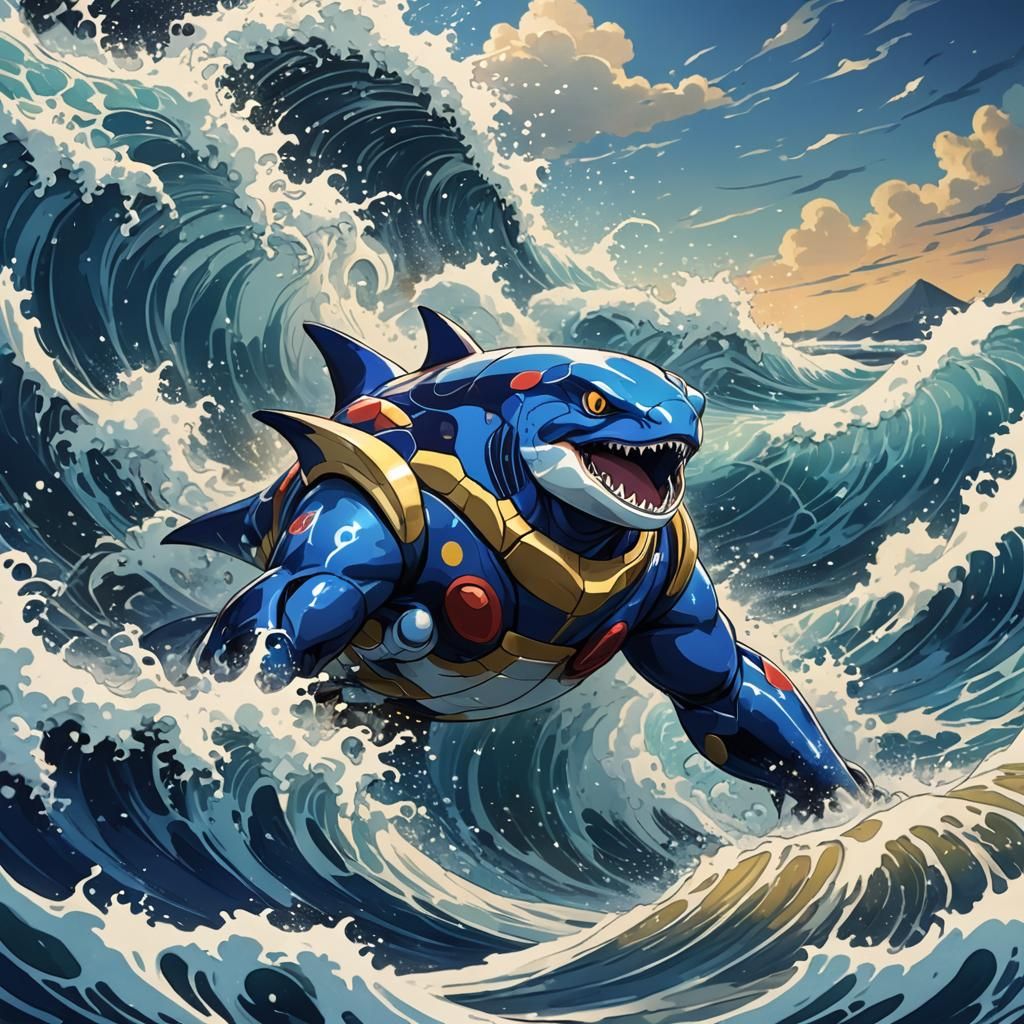 Kyogre Rises: Anime Illustration in Studio Trigger Style