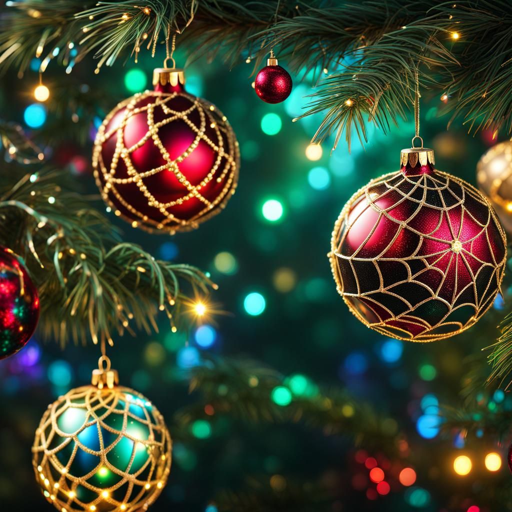 Sparkly Spiderweb Christmas Tree Ornaments