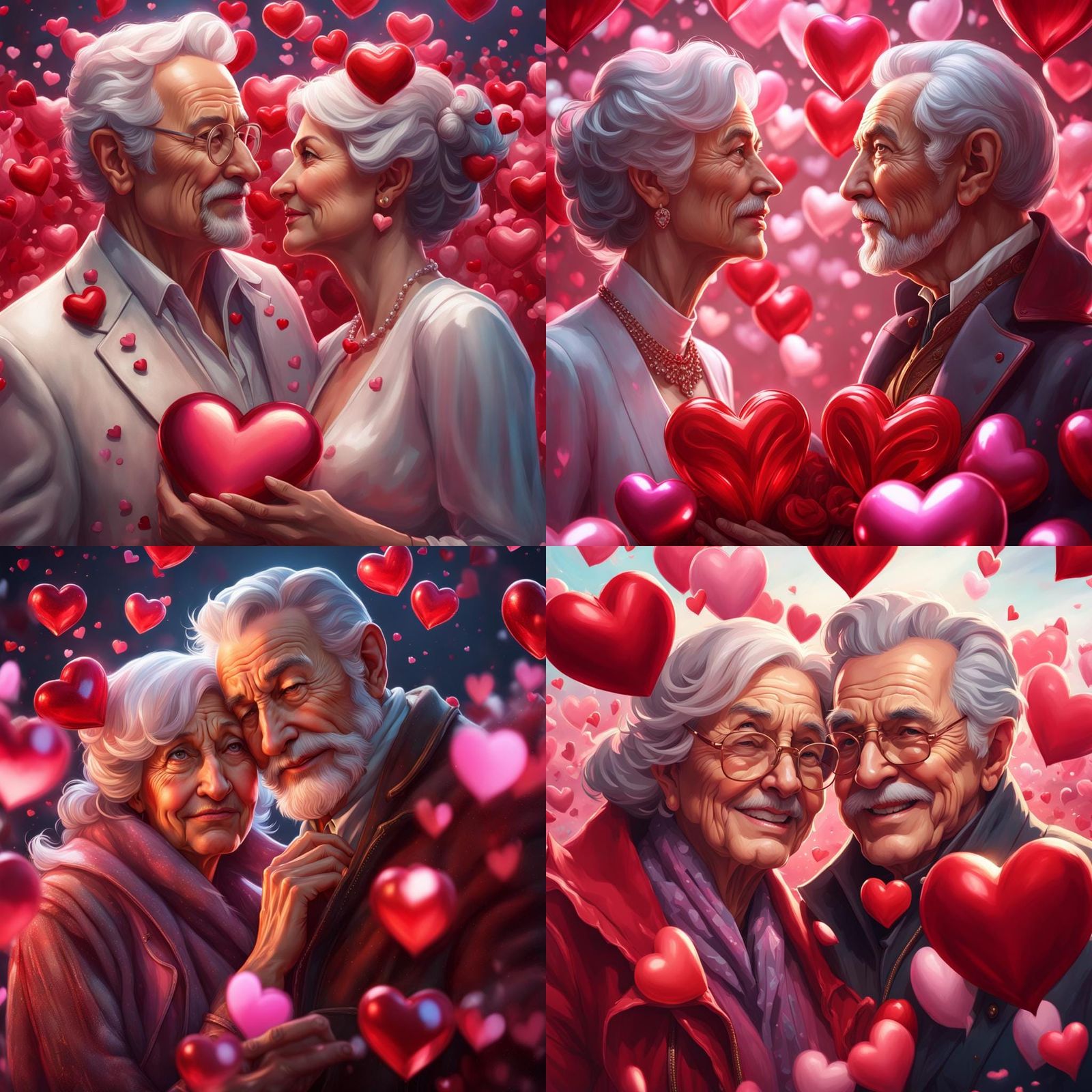 Pensioners Celebrate Valentine's Day: Hyperdetailed Portrait