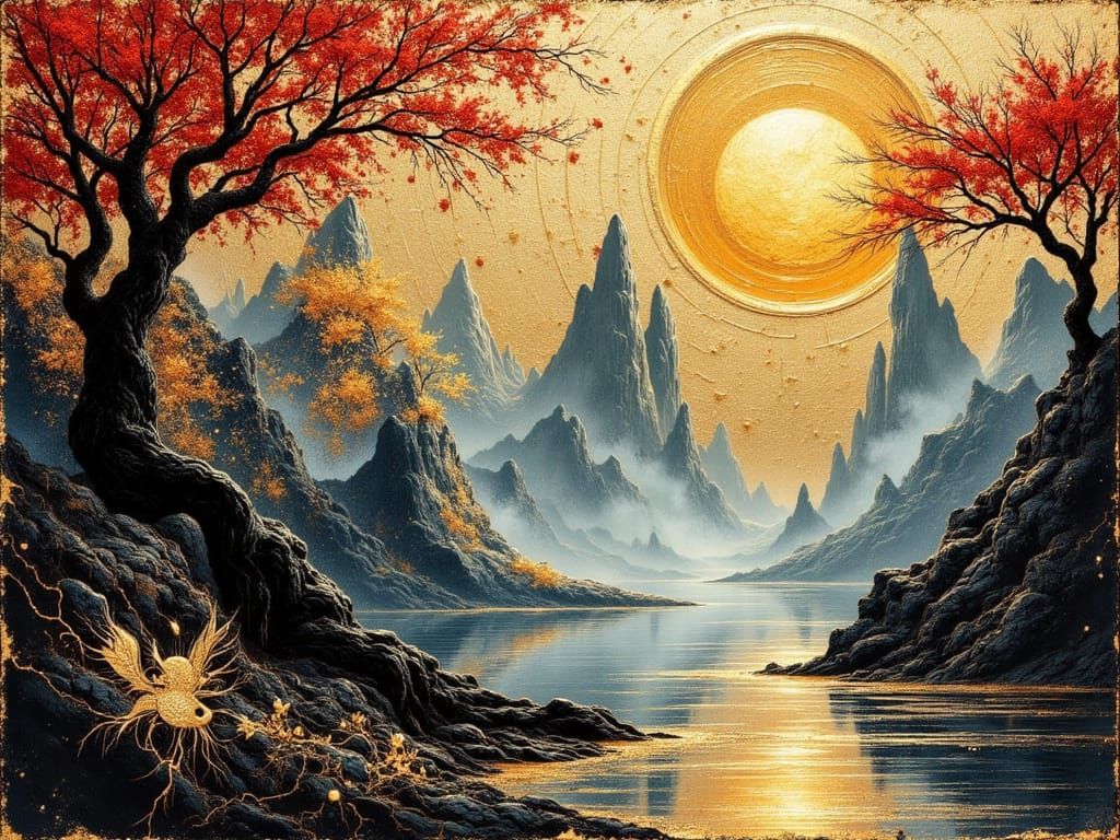 Ethereal Fantasy Realm in Vibrant Triadic Colors