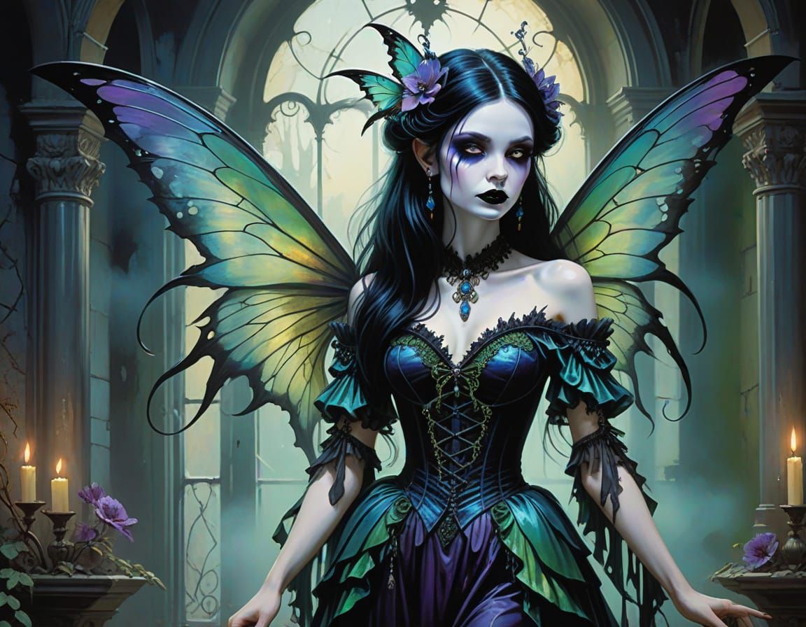 Ethereal Goth Fairy in Haunted Mansion