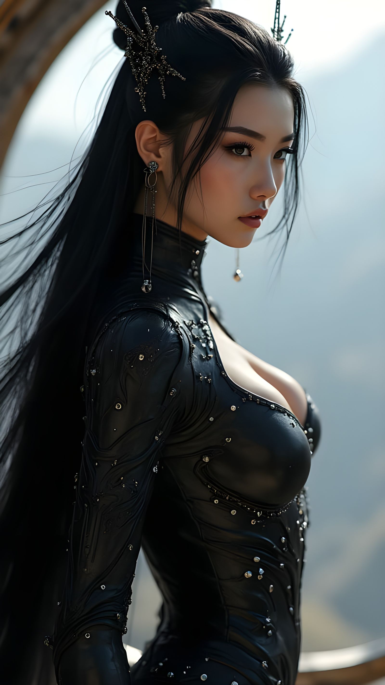 Galactic Empress Portrait with Obsidian Tiara