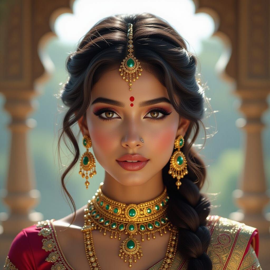 Cybernetic Indian Princess with Mandala Circuits