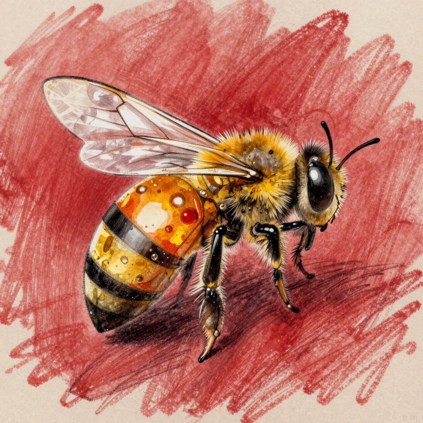 Mythic Amber Bee Desperation in Scarlet Pencil Sketch