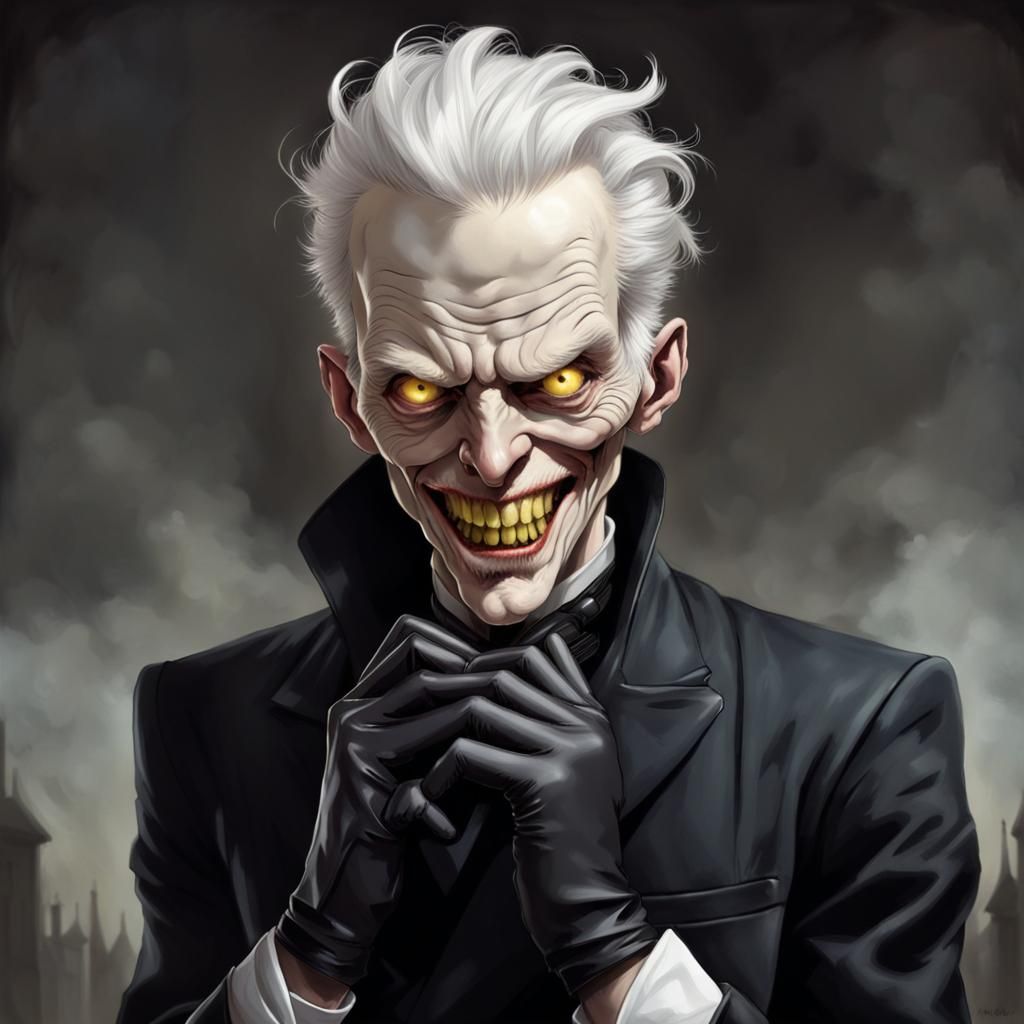 Sinister Pale Man with White Hair in Rutkowski Style
