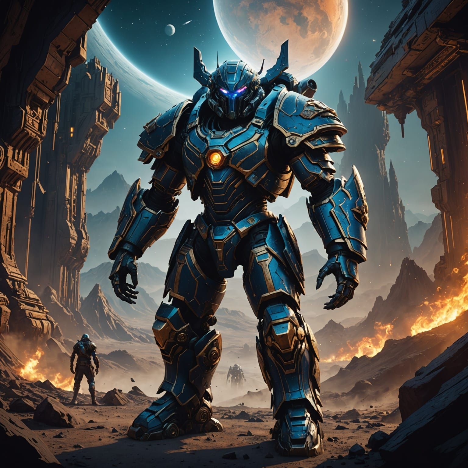 Fantastical Turtle in Space: Detailed Matte Painting