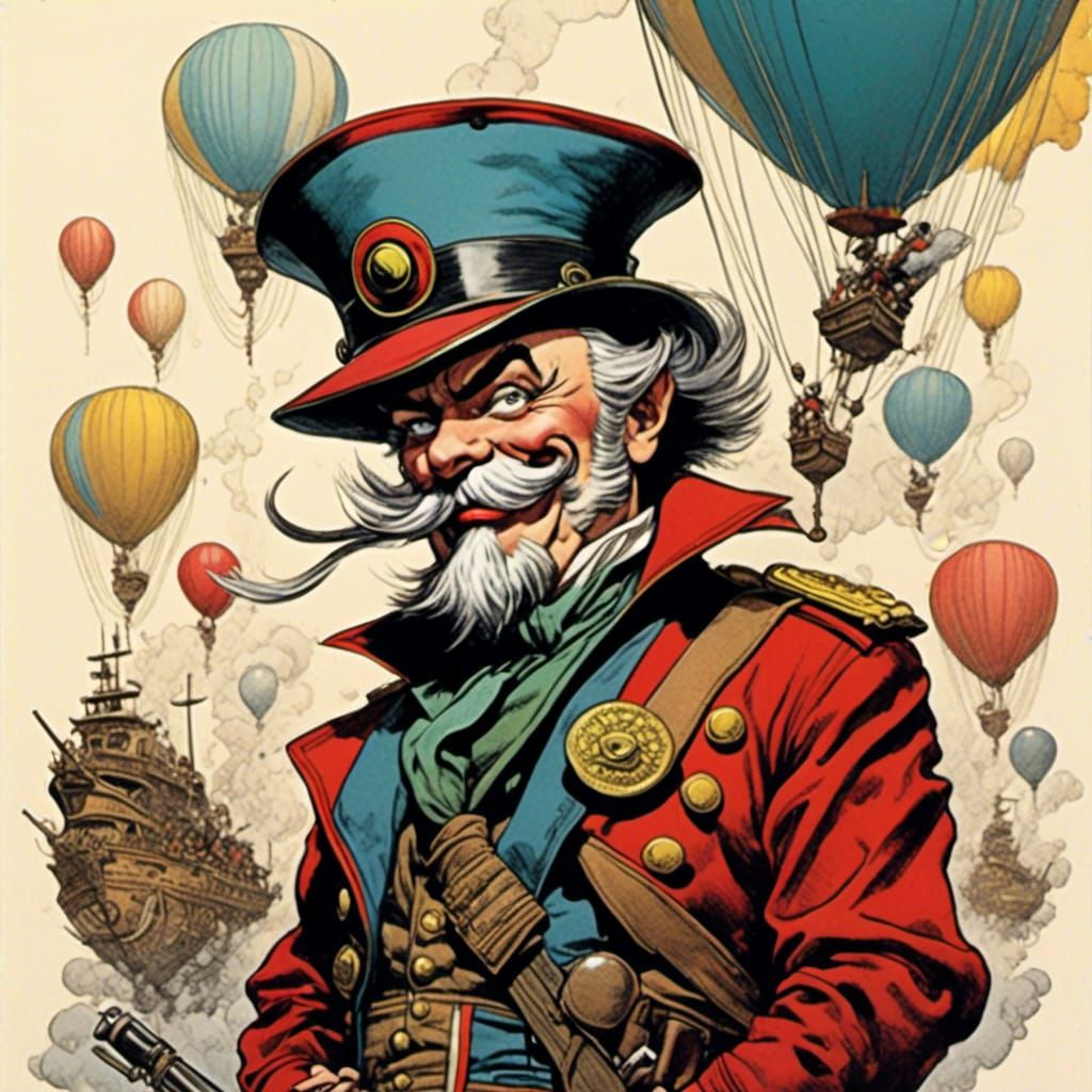 Dieselpunk Cartoon Sailor in Environmental Shot