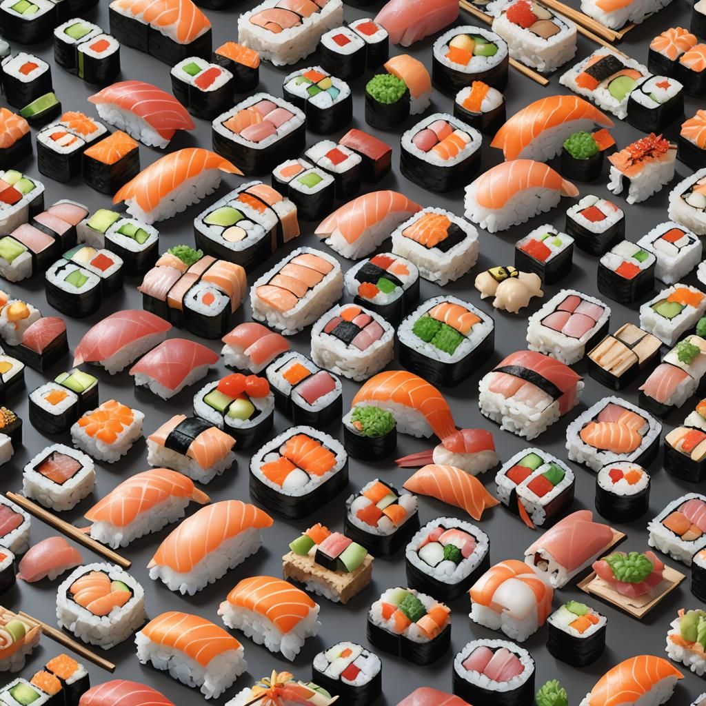 Detailed 3D Anime Sushi Plate