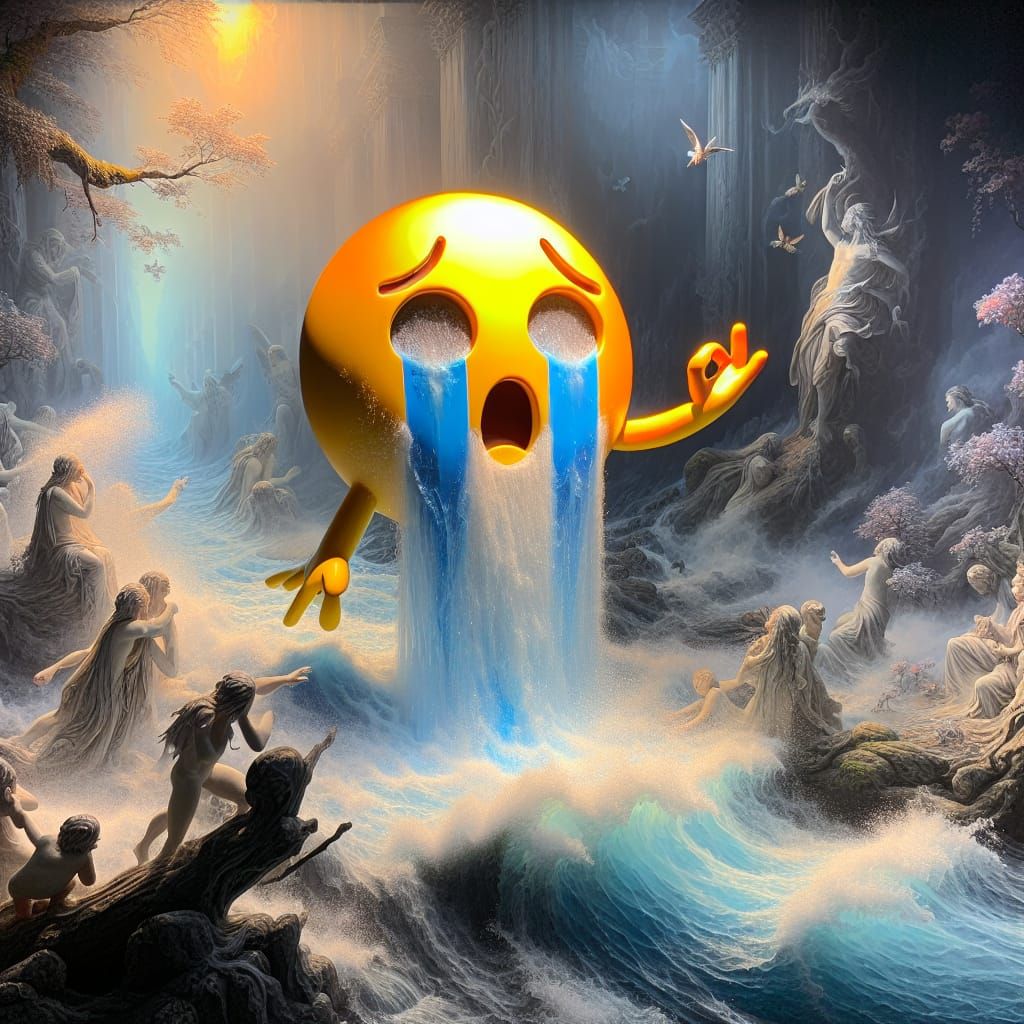 Emoji Tears Flow Into Ethereal River