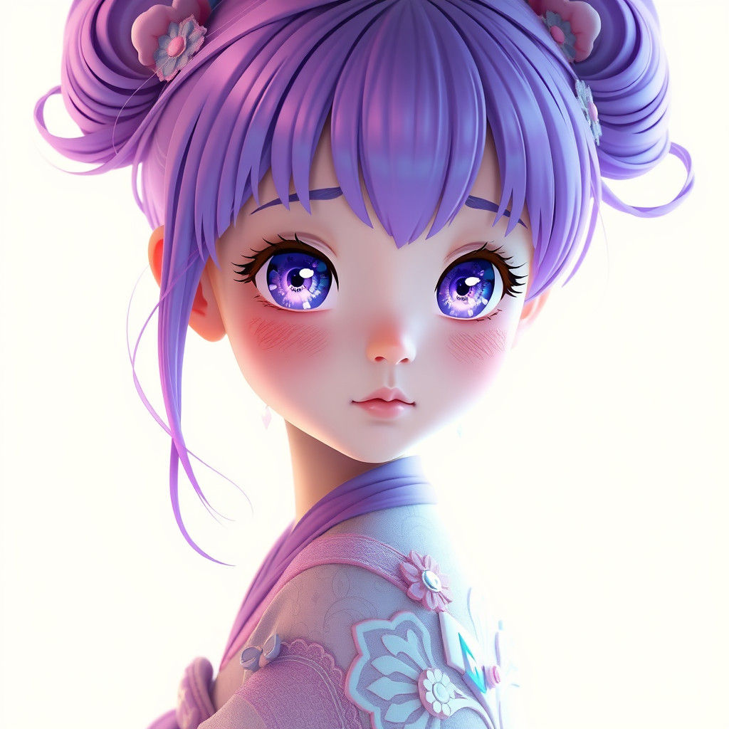 Anime Girl with Purple Hair in 8k Fantasy Art