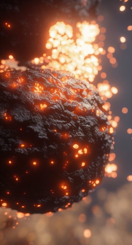 Globby Spherical Flame in Hyperrealistic Detail