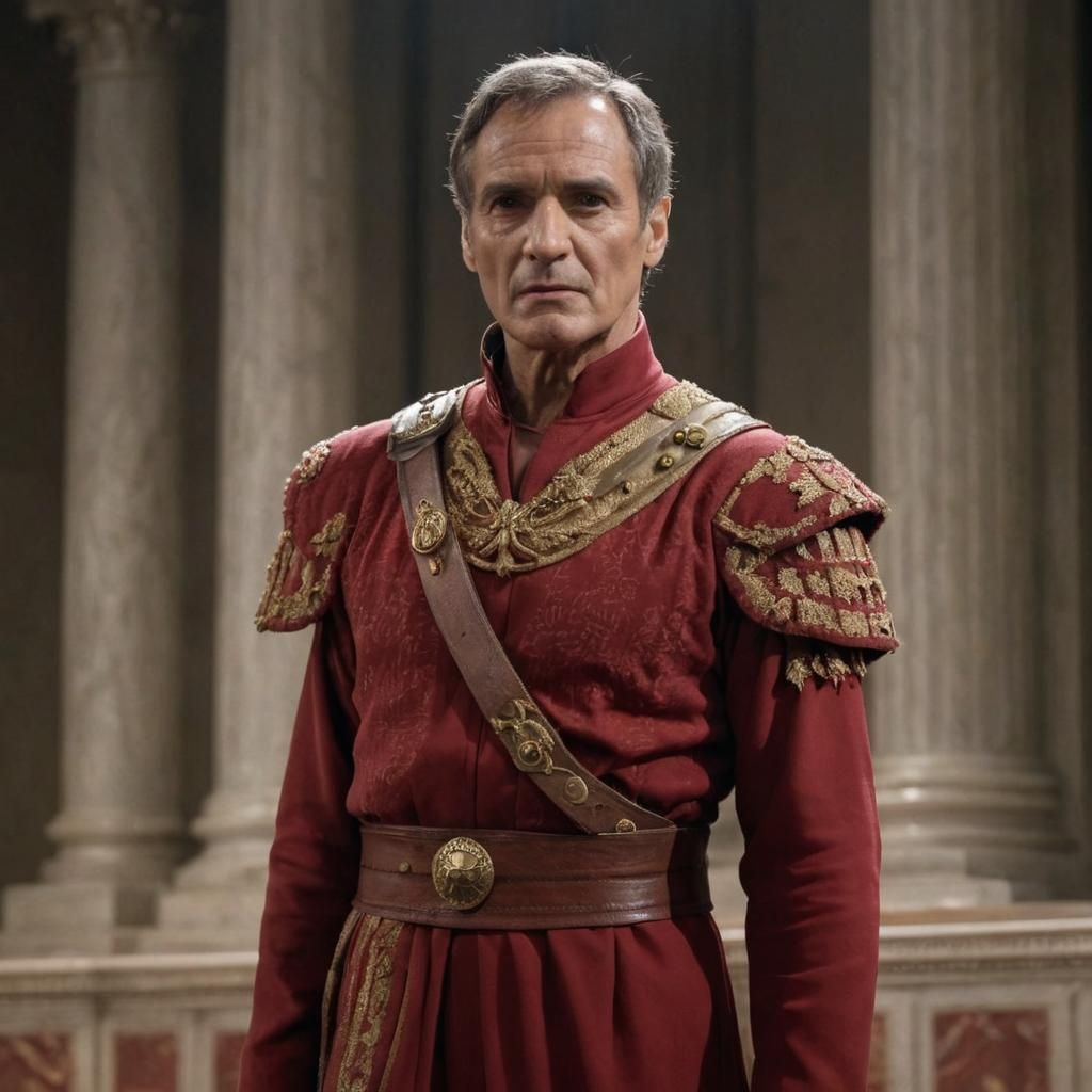 Mark Lenard  as Julius Caesar  in the senate, just before hi...