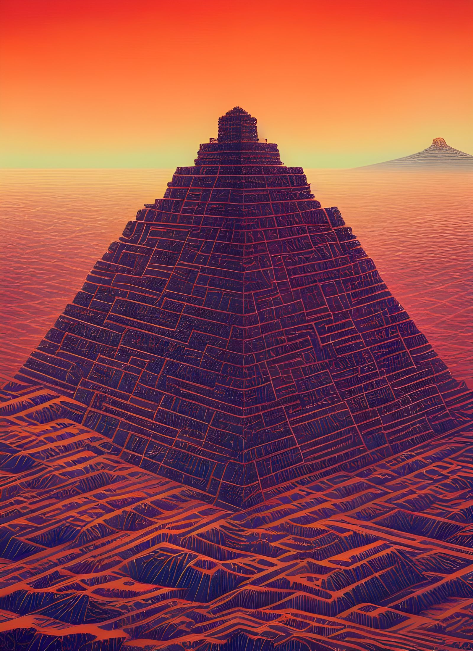 Desert Ziggurat: Matte Painting Fantasy Art