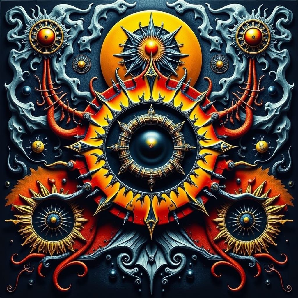 Cyberpunk Fractal Landscape in Vibrant Neon Hues