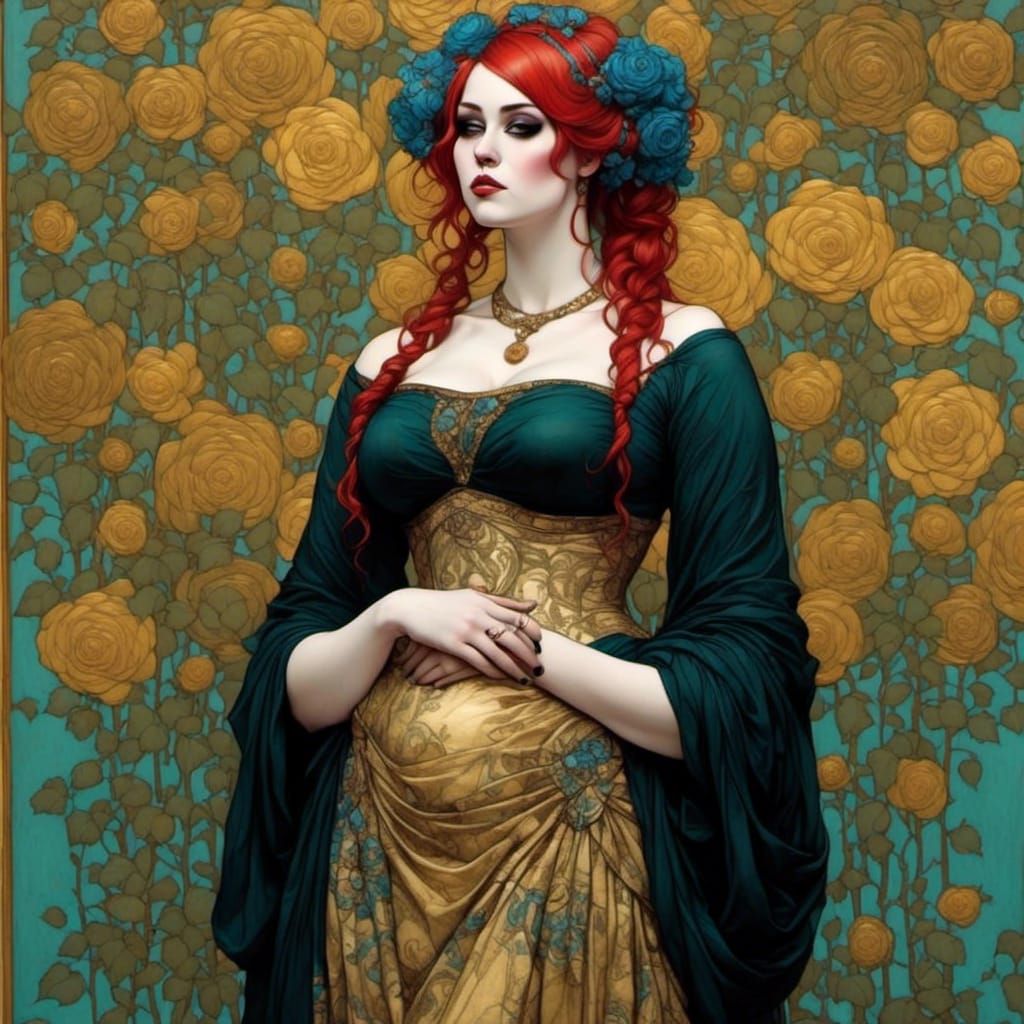 Renaissance Woman in Surreal Portrait