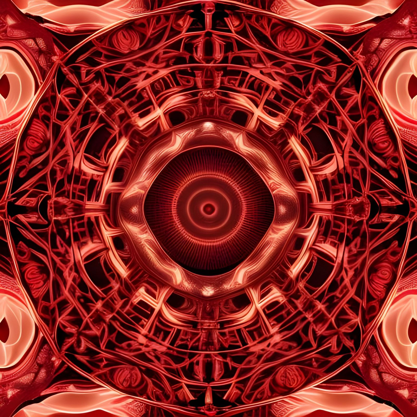 Intricate Red Fractal Geometry in 3D