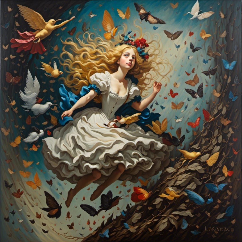 Gothic Alice in Wonderland: Oil Painting